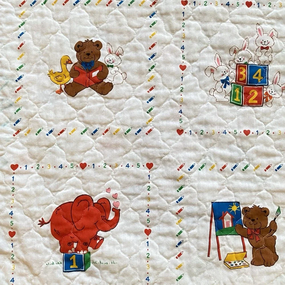 Vintage Baby Blanket Quilt Teacher's Pets by Cranston 58x44